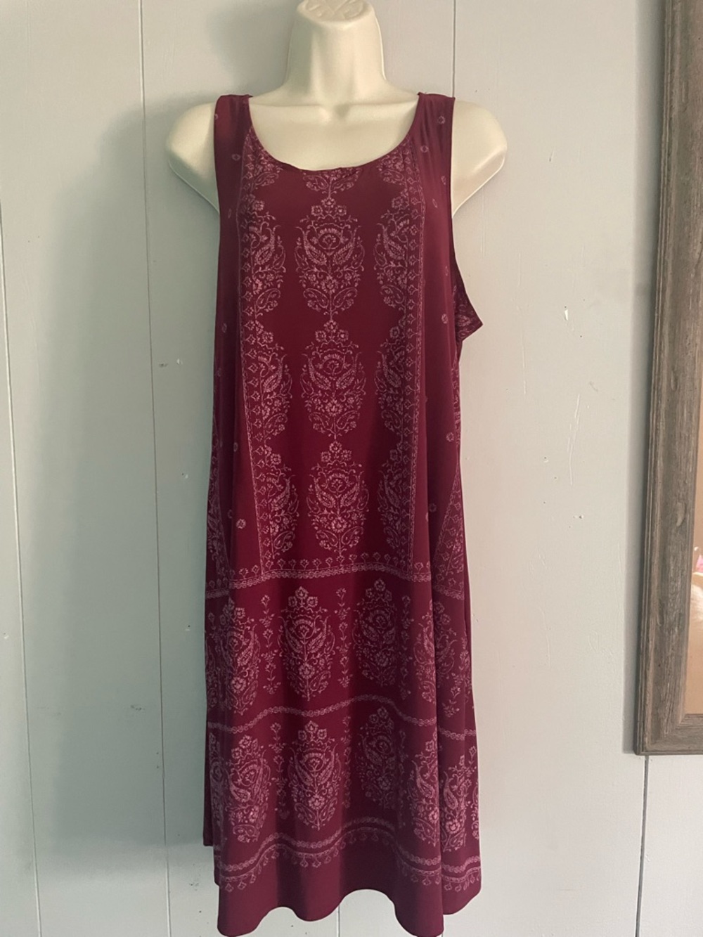 Maurices Maroon Paisley Midi Dress